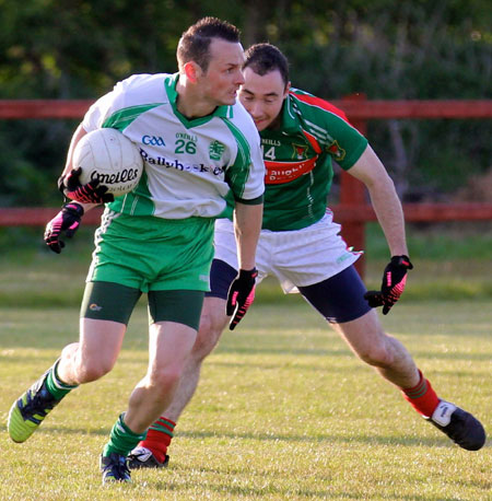 Action from the division three senior football league match against Carndonagh.