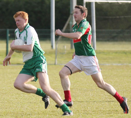 Action from the division three senior football league match against Carndonagh.