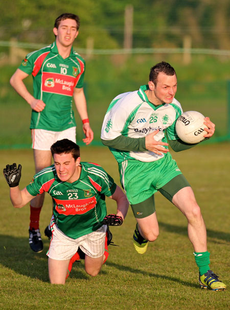 Action from the division three senior football league match against Carndonagh.