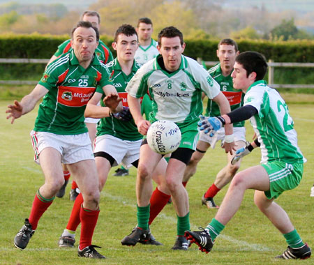 Action from the division three senior football league match against Carndonagh.