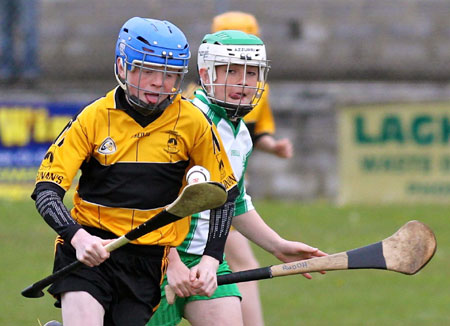 AAction from the under 14 hurling league game against Saint Eunan's in Father Tierney Park.