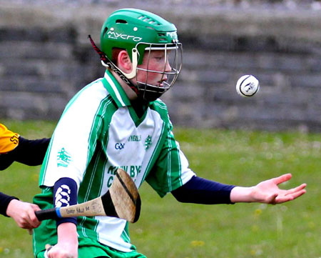 AAction from the under 14 hurling league game against Saint Eunan's in Father Tierney Park.