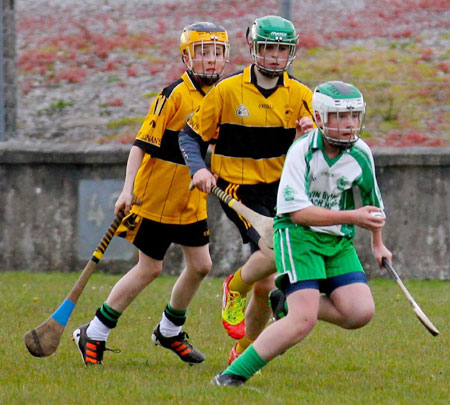 AAction from the under 14 hurling league game against Saint Eunan's in Father Tierney Park.