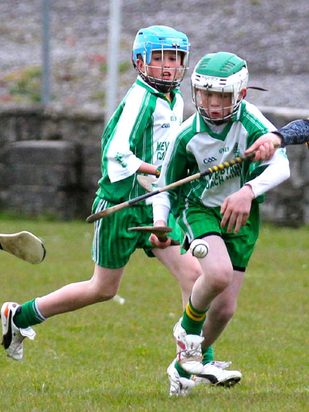 AAction from the under 14 hurling league game against Saint Eunan's in Father Tierney Park.