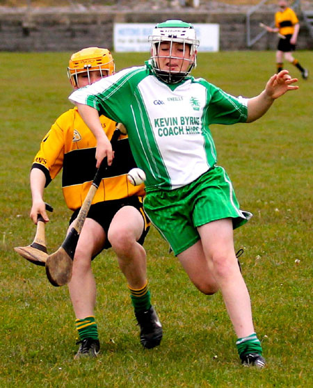 AAction from the under 14 hurling league game against Saint Eunan's in Father Tierney Park.