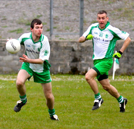 Action from the division three senior football league match against Burt.