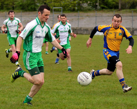 Action from the division three senior football league match against Burt.