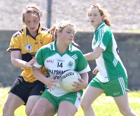 Action from the senior ladies league game between Aodh Ruadh and Saint Eunan's.