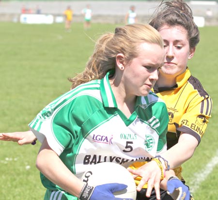 Action from the senior ladies league game between Aodh Ruadh and Saint Eunan's.