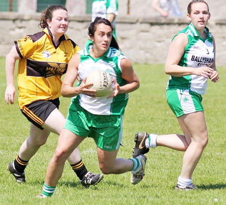 Action from the senior ladies league game between Aodh Ruadh and Saint Eunan's.