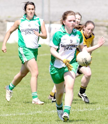 Action from the senior ladies league game between Aodh Ruadh and Saint Eunan's.