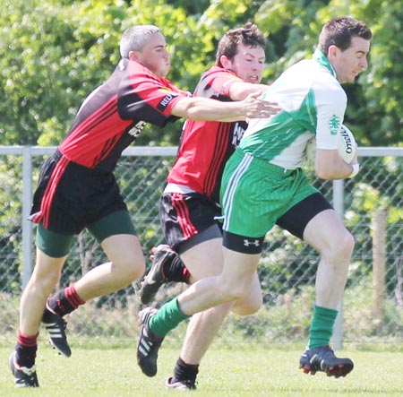 Action from the division three senior football league match against Red Hugh's.