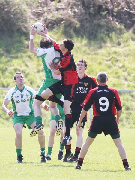 Action from the division three senior football league match against Red Hugh's.