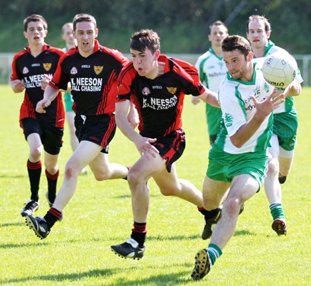 Action from the division three senior football league match against Red Hugh's.