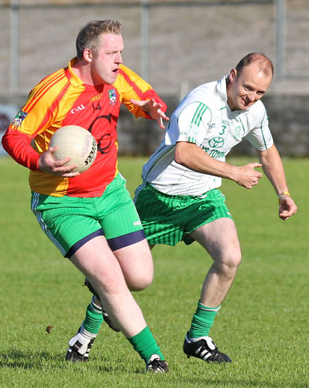 Action from the division three senior reserve football league match against Saint Naul's.