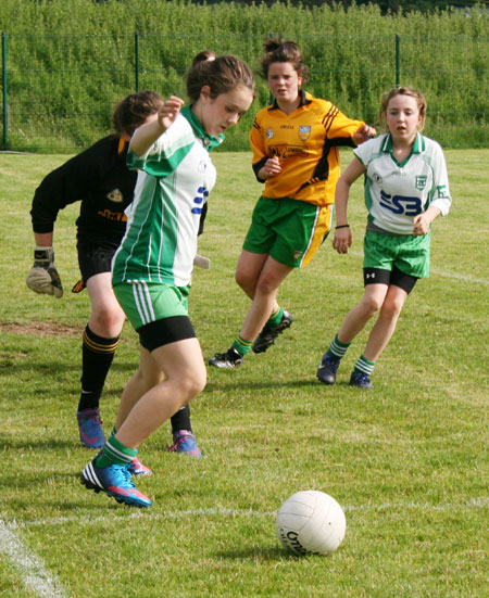 Action from the ladies under 14 match between Aodh Ruadh and Malin.