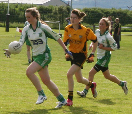 Action from the ladies under 14 match between Aodh Ruadh and Malin.