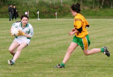 Action from the ladies under 14 match between Aodh Ruadh and Malin.