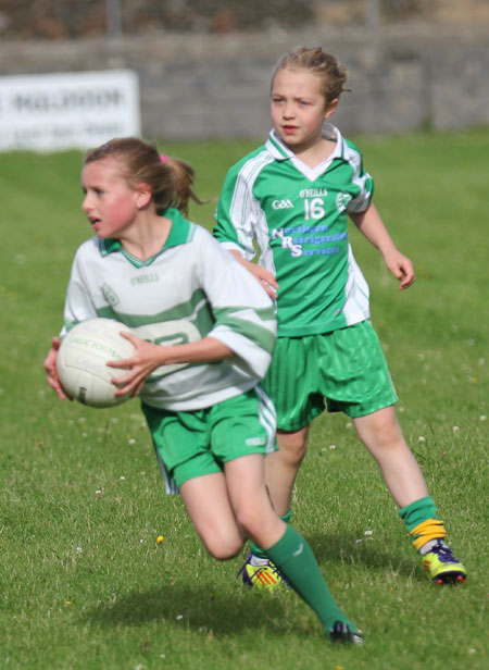 Action from the ladies under 10 match between Aodh Ruadh and Bundoran.