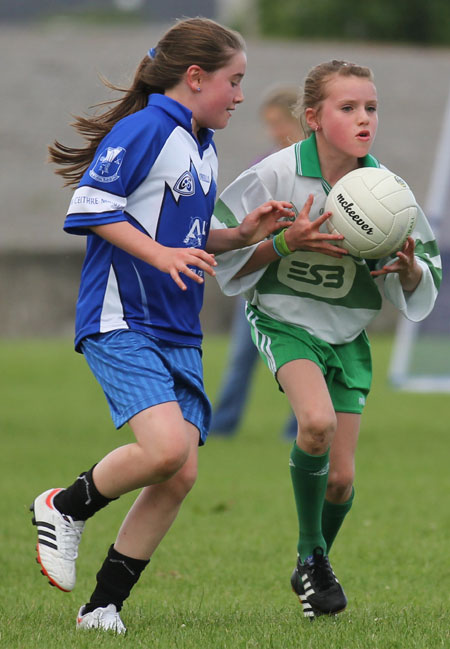 Action from the ladies under 10 match between Aodh Ruadh and Bundoran.