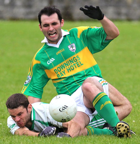 Action from the division three senior football league match against Downings.