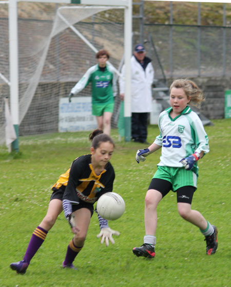 Action from the ladies under 14 match between Aodh Ruadh and Bundoran.