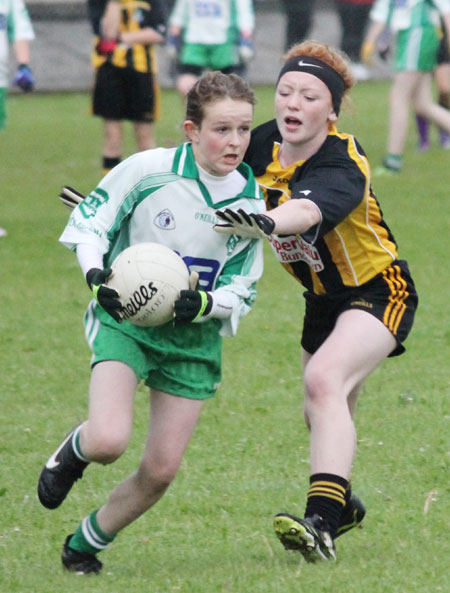 Action from the ladies under 14 match between Aodh Ruadh and Bundoran.