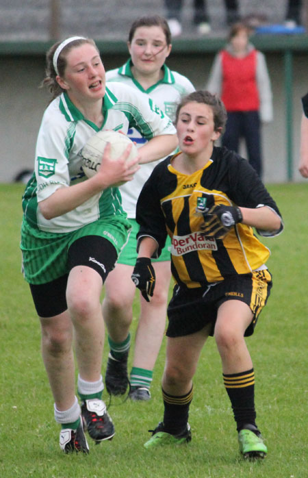 Action from the ladies under 14 match between Aodh Ruadh and Bundoran.