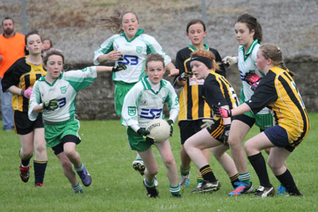 Action from the ladies under 14 match between Aodh Ruadh and Bundoran.