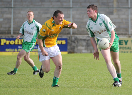 Action from the division three senior reserve football league match against Naomh Columba.