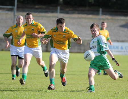 Action from the division three senior reserve football league match against Naomh Columba.