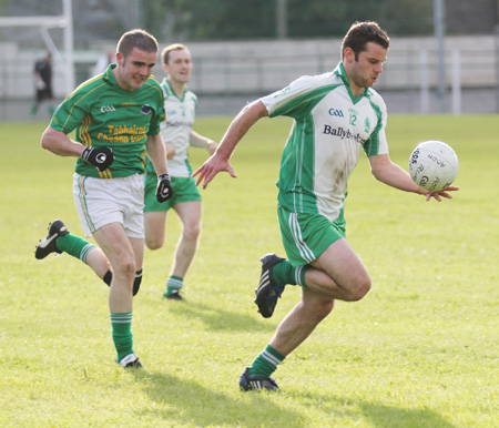 Action from the division three senior football league match against Naomh Columba.