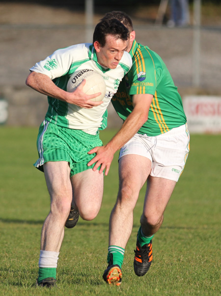 Action from the division three senior football league match against Naomh Columba.