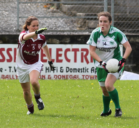 Action from the ladies senior match between Aodh Ruadh and Termon.