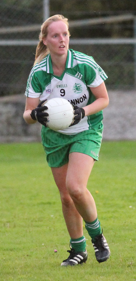 Action from the ladies senior match between Aodh Ruadh and Four Masters.