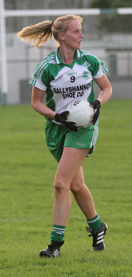 Action from the ladies senior match between Aodh Ruadh and Four Masters.