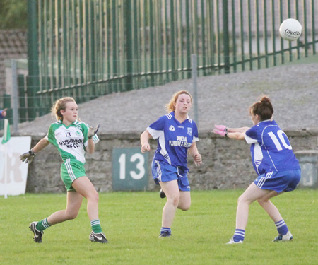 Action from the ladies senior match between Aodh Ruadh and Four Masters.