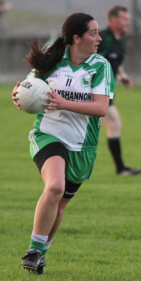 Action from the ladies senior match between Aodh Ruadh and Four Masters.