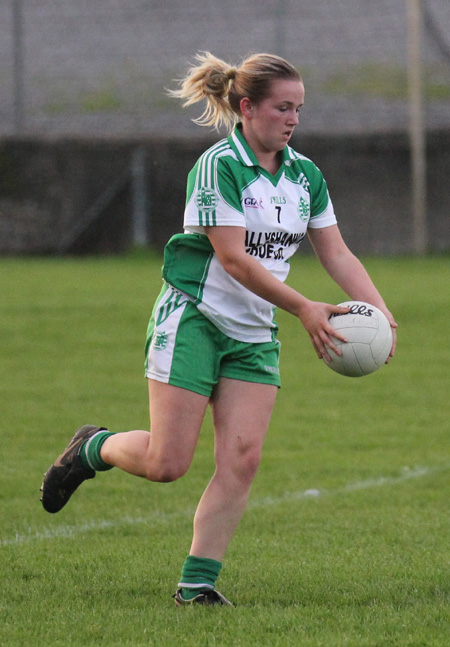 Action from the ladies senior match between Aodh Ruadh and Four Masters.