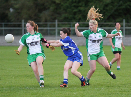 Action from the ladies senior match between Aodh Ruadh and Four Masters.