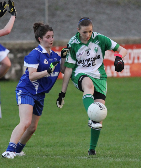 Action from the ladies senior match between Aodh Ruadh and Four Masters.