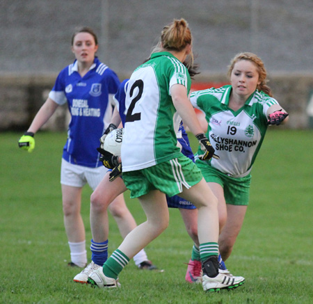 Action from the ladies senior match between Aodh Ruadh and Four Masters.
