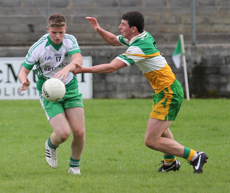 Action from the division three senior reserve football league match against Buncrana.