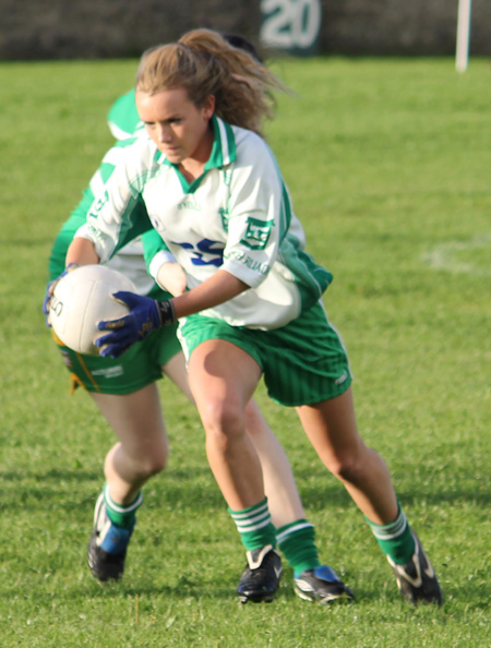 Action from the ladies under 16 match between Aodh Ruadh and Saint Naul's.