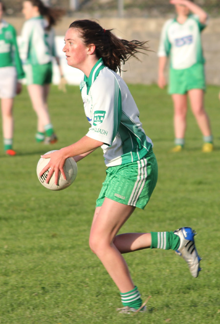 Action from the ladies under 16 match between Aodh Ruadh and Saint Naul's.