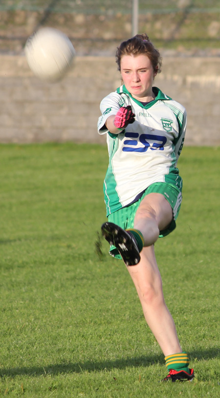 Action from the ladies under 16 match between Aodh Ruadh and Saint Naul's.