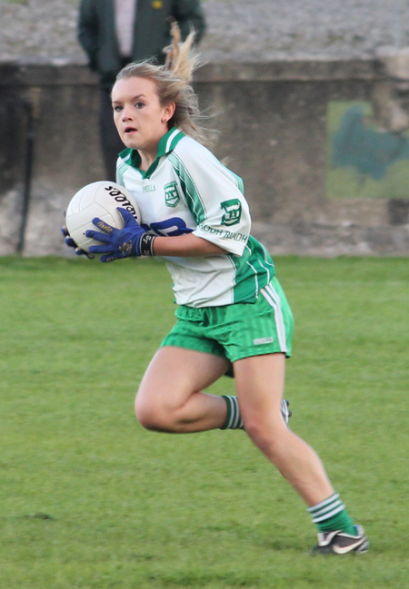 Action from the ladies under 16 match between Aodh Ruadh and Saint Naul's.