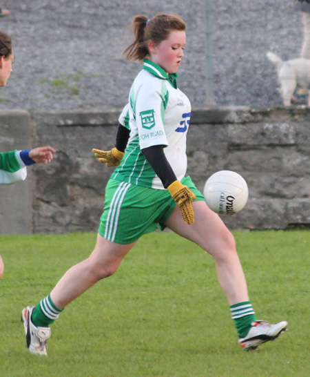 Action from the ladies under 16 match between Aodh Ruadh and Saint Naul's.