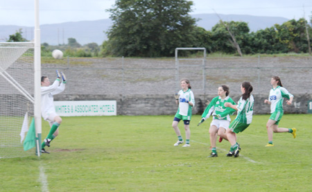 Action from the ladies under 16 match between Aodh Ruadh and Saint Naul's.