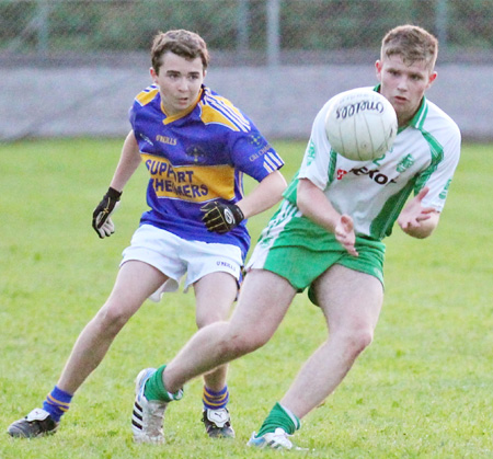 Action from the under 16 championship game between Aodh Ruadh and Kilcar.